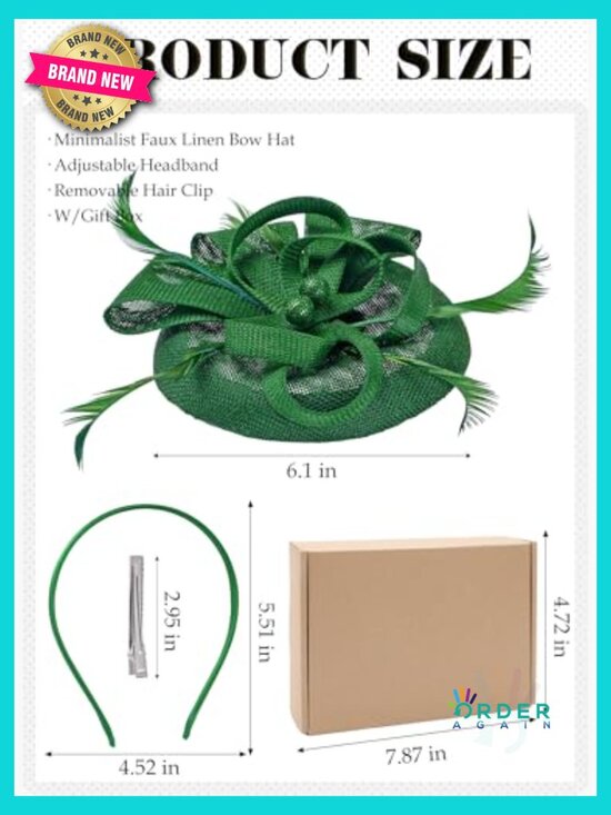 Vintage Kentucky Derby Fascinator Hat with Hair Clip Tea Party 1920s Classic main image 4